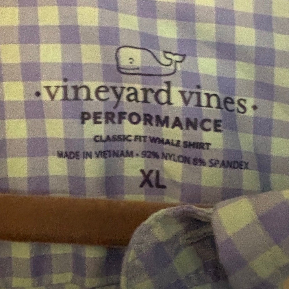 Vineyard Vines Performance Gingham Shirt Mens XL Blue Green Classic Fit 1W011695 - Picture 3 of 6